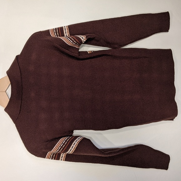 Vintage 70's brown knit collared pullover shirt - Picture 6 of 8